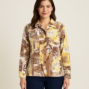 ALLISON DALEY Abstract Print Button Front Blouse Size 14
